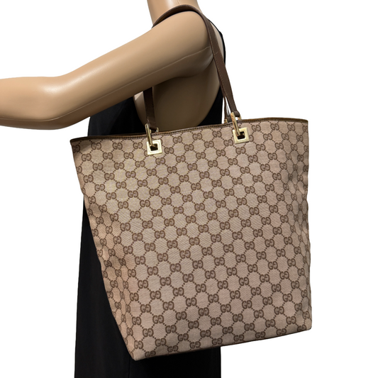 1015-08 GUCCI Brown GG Canvas Tote