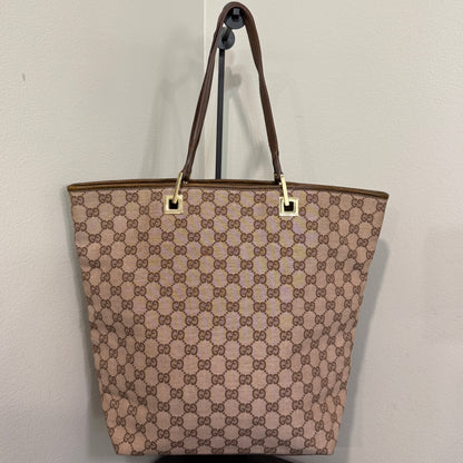 1015-08 GUCCI Brown GG Canvas Tote