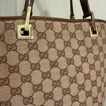 1015-08 GUCCI Brown GG Canvas Tote