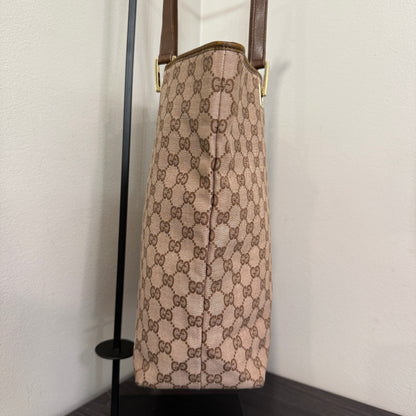 1015-08 GUCCI Brown GG Canvas Tote