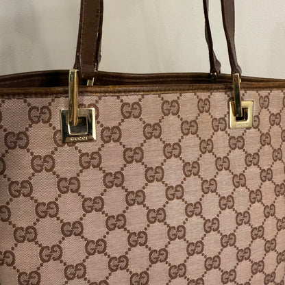 1015-08 GUCCI Brown GG Canvas Tote