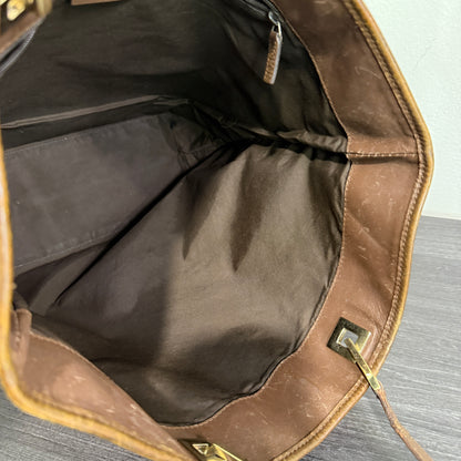 1015-08 GUCCI Brown GG Canvas Tote
