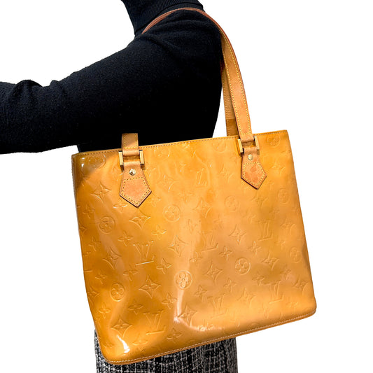 #1170 LOUIS VUITTON Jaune Passion Vernis Houston Tote