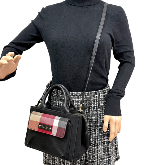 #1150 BURBERRY Blue Label - Black & Red Check Tote