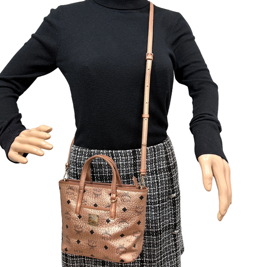 #1146 MCM Anya Mini in Metallic Champagne Visetos