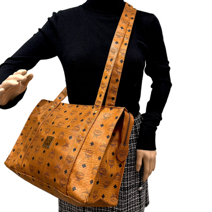 #1139 MCM Shoulder Tote in Cognac Visetos