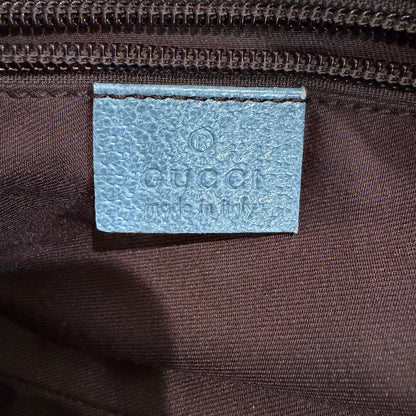 #005 GUCCI Brown Canvas w/ Blue Trim Tote