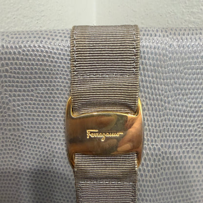 #014 SALVATORE FERRAGAMO Grey Embossed Long Wallet