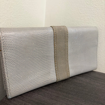#014 SALVATORE FERRAGAMO Grey Embossed Long Wallet