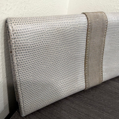 #014 SALVATORE FERRAGAMO Grey Embossed Long Wallet