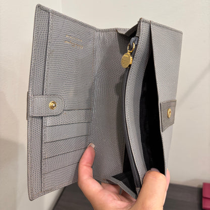#014 SALVATORE FERRAGAMO Grey Embossed Long Wallet