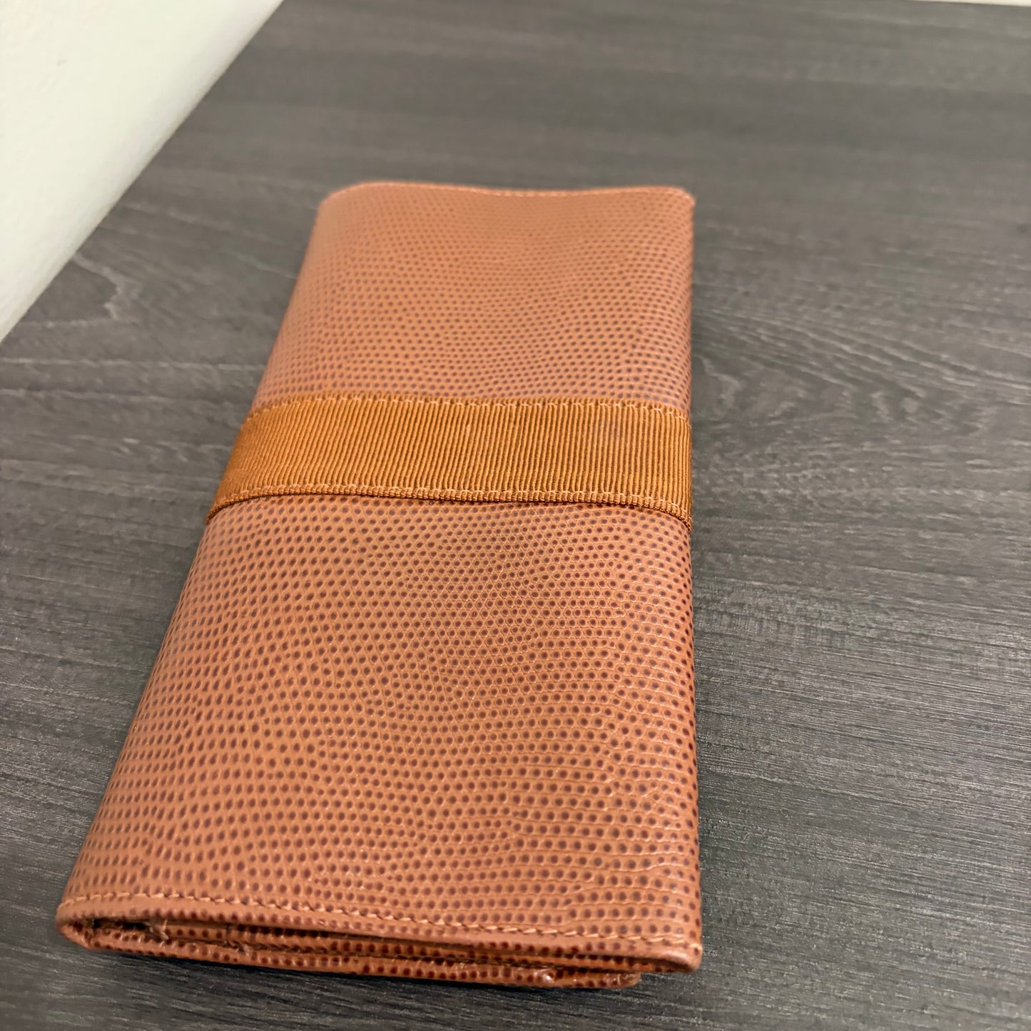 #015 SALVATORE FERRAGAMO Brown Embossed Long Wallet