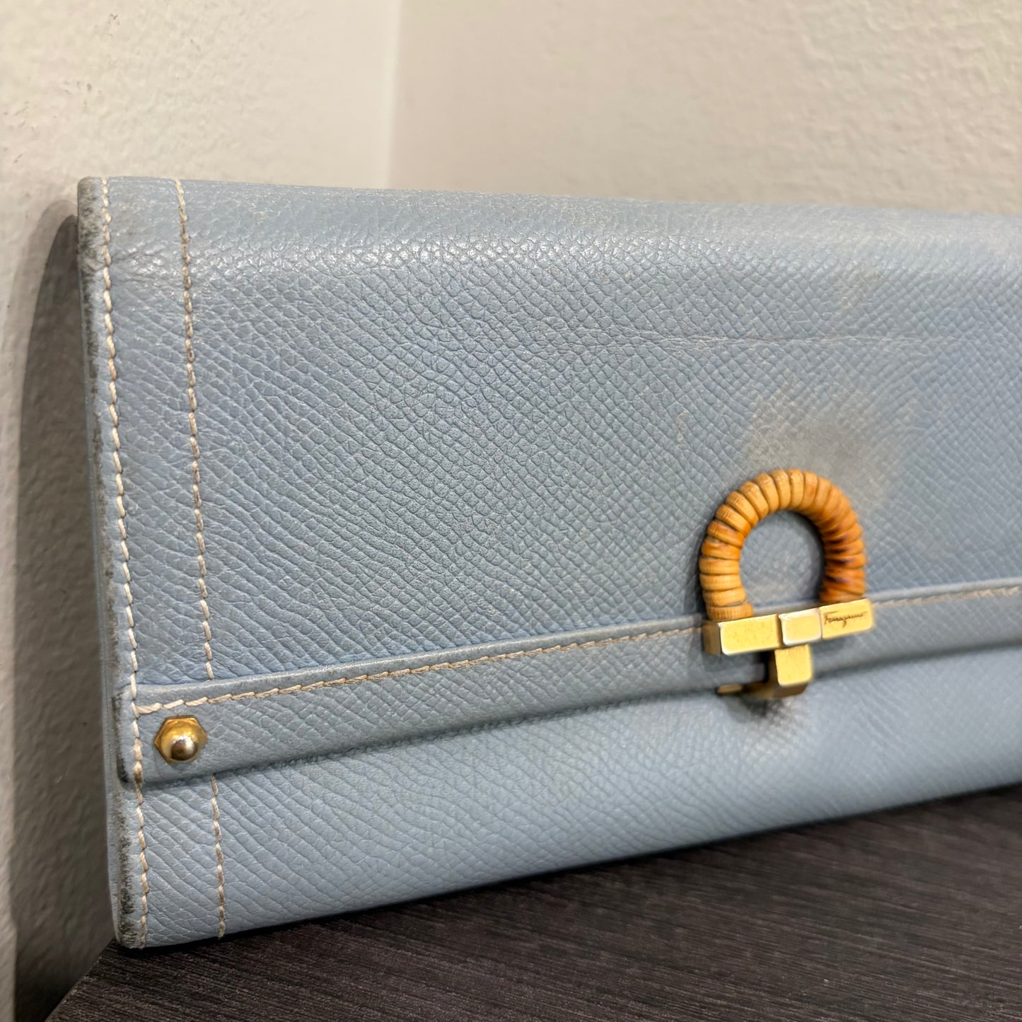 #017 SALVATORE FERRAGAMO Gancini Blue Wallet