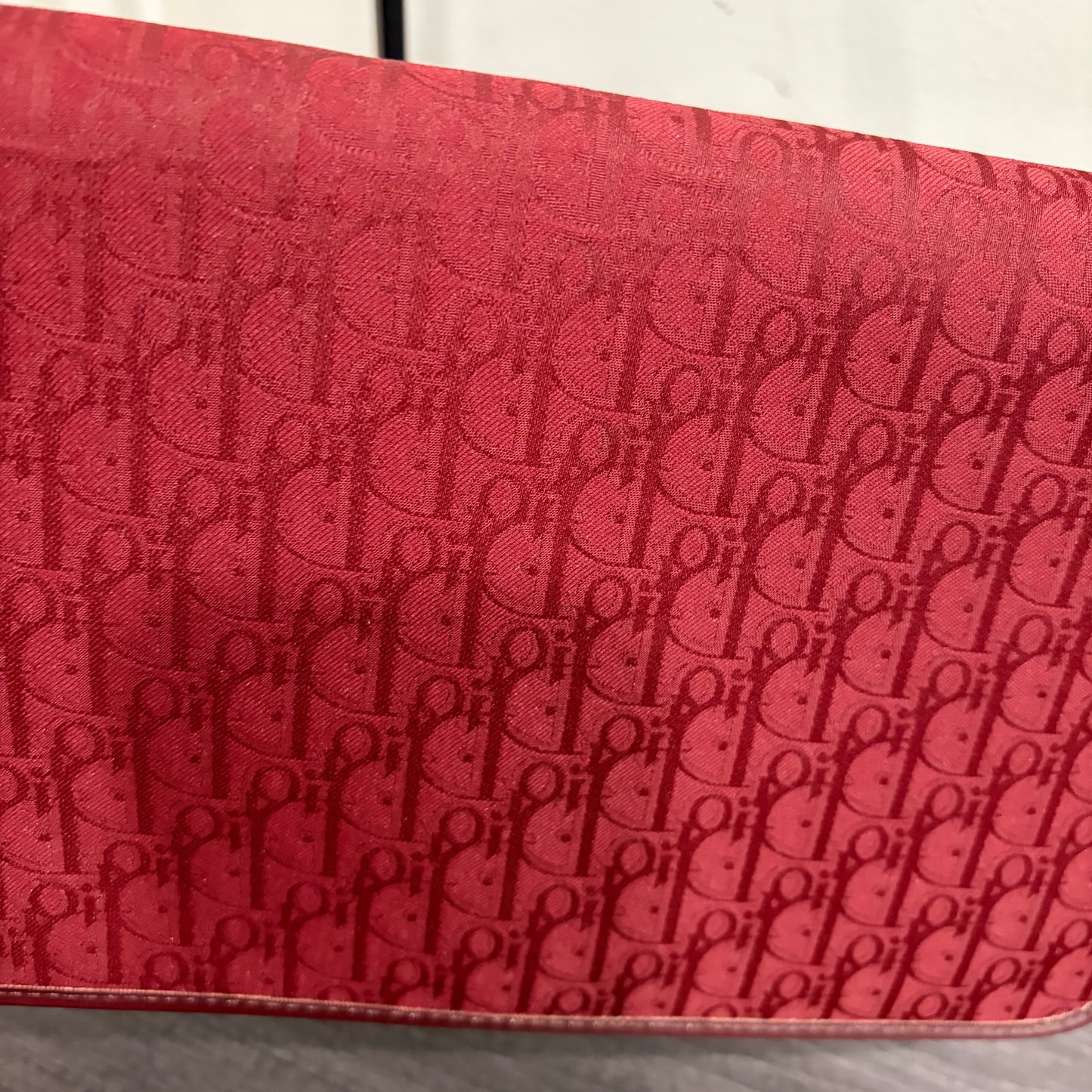 #022 CHRISTIAN DIOR Burgundy Oblique Trotter Shoulder Bag