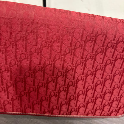 #022 CHRISTIAN DIOR Burgundy Oblique Trotter Shoulder Bag