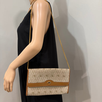 #023 CHRISTIAN DIOR Beige Honeycomb Shoulder Bag