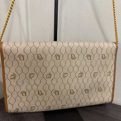 #023 CHRISTIAN DIOR Beige Honeycomb Shoulder Bag