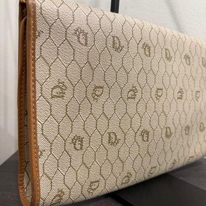 #023 CHRISTIAN DIOR Beige Honeycomb Shoulder Bag