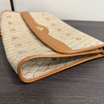 #023 CHRISTIAN DIOR Beige Honeycomb Shoulder Bag