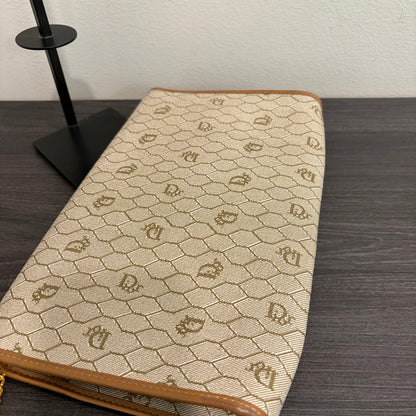#023 CHRISTIAN DIOR Beige Honeycomb Shoulder Bag