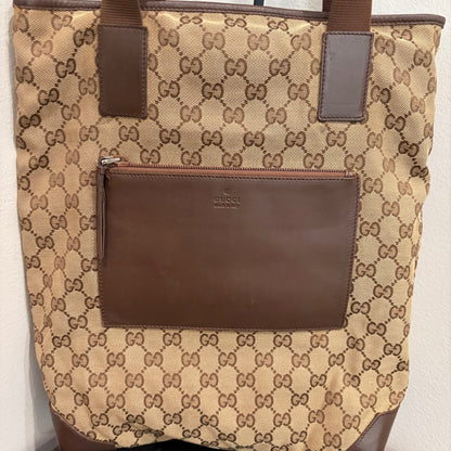 #034 GUCCI Brown Canvas Tote