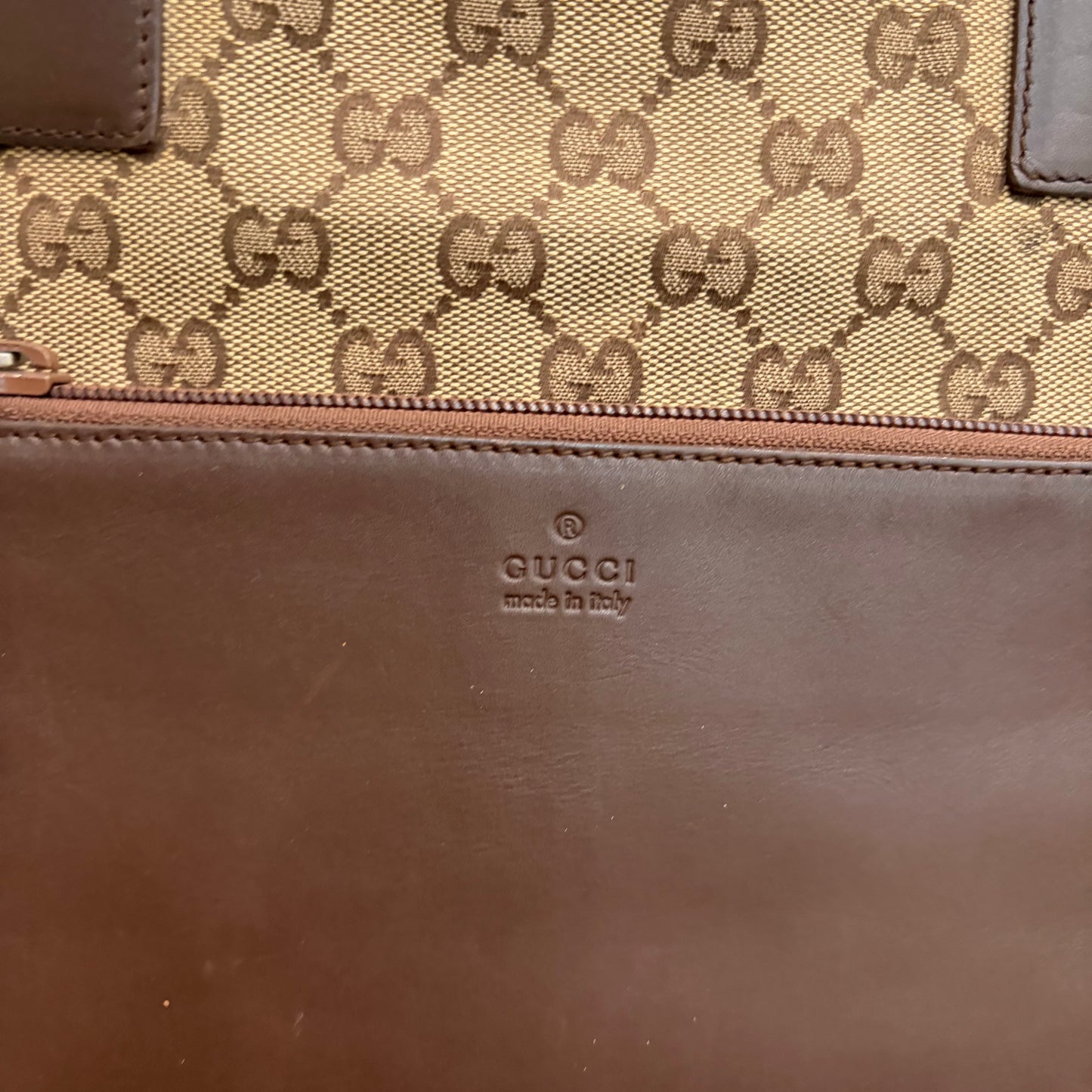 #034 GUCCI Brown Canvas Tote