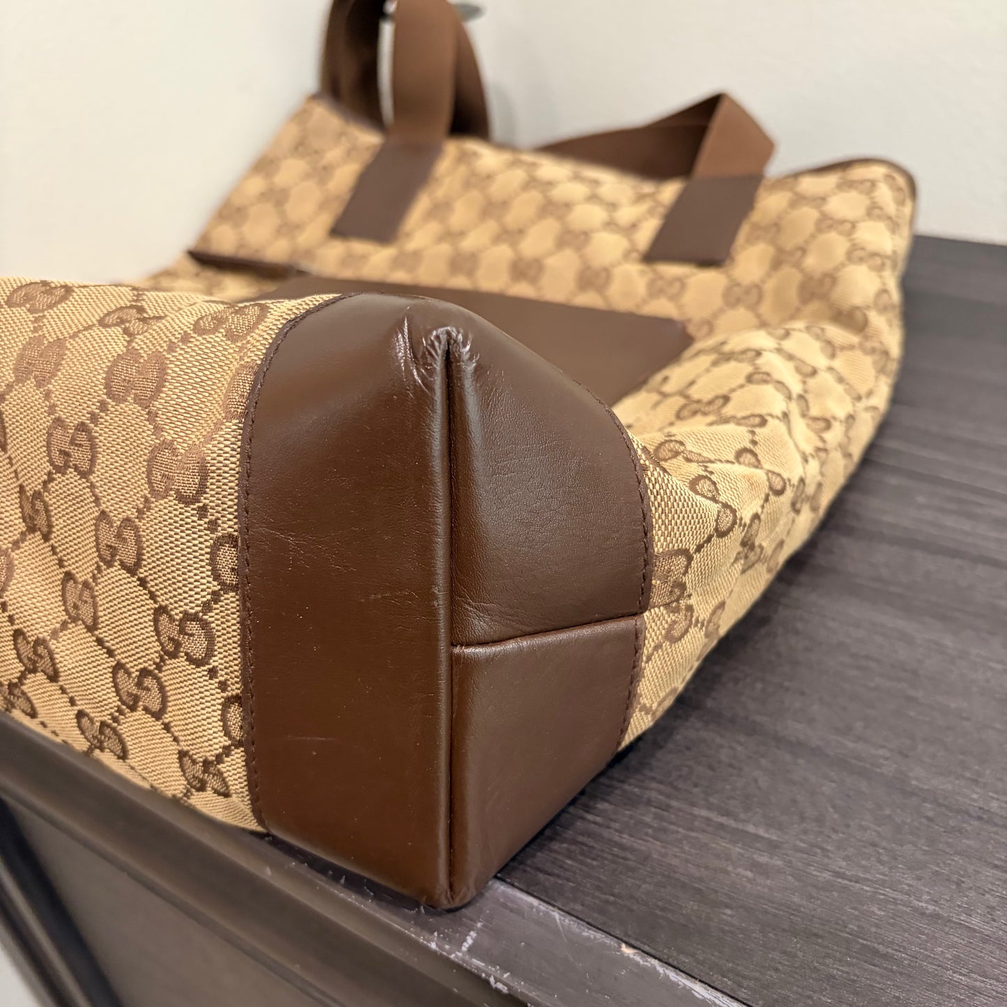 #034 GUCCI Brown Canvas Tote