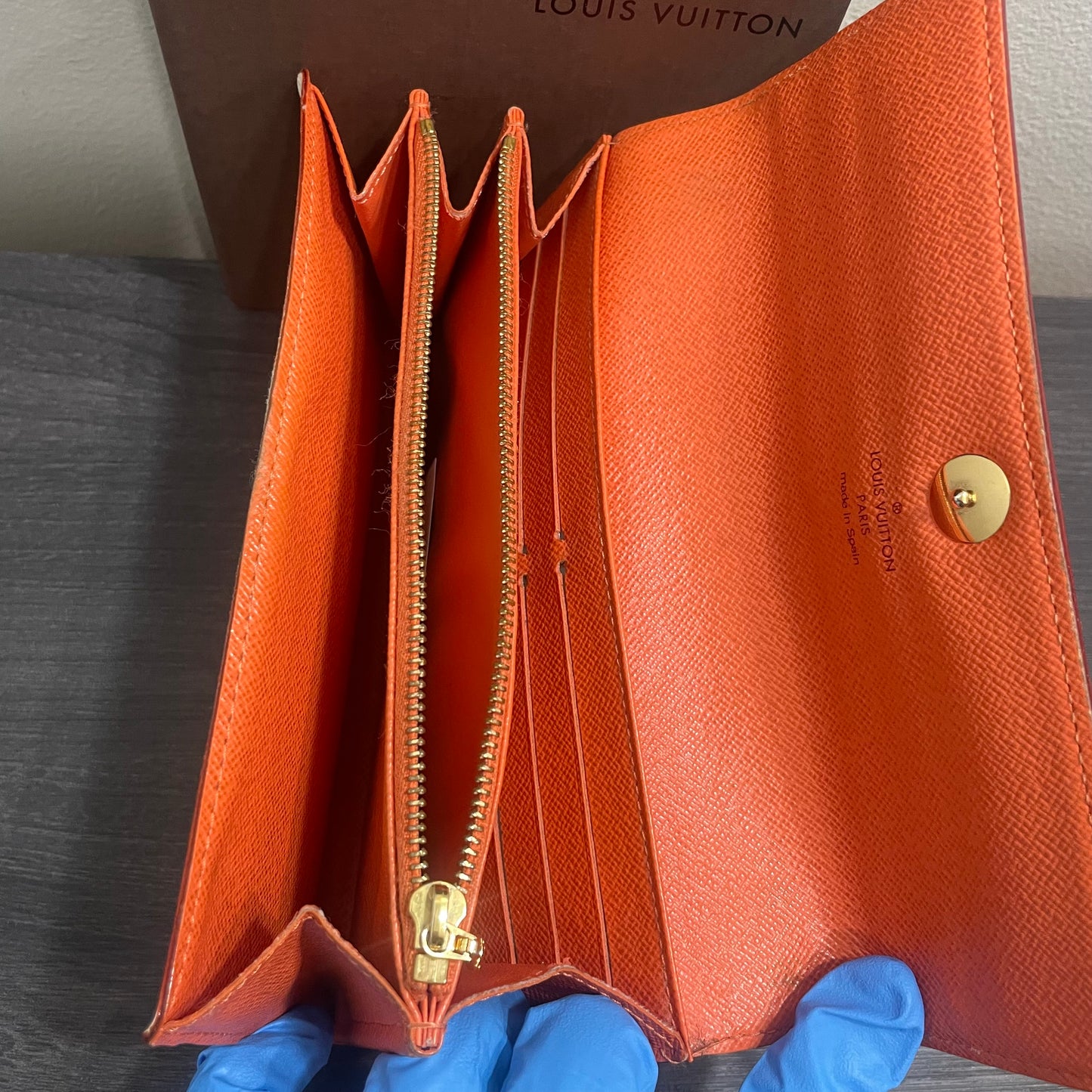 LOUIS VUITTON Multicolor Wallet with Orange Interior & Box