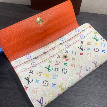 LOUIS VUITTON Multicolor Wallet with Orange Interior & Box