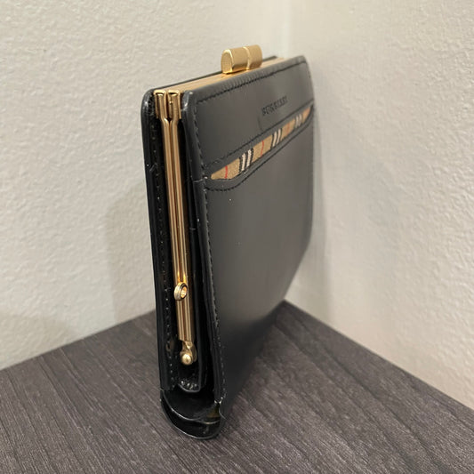 BURBERRY Patent Leather Wallet with Kiss Clasp