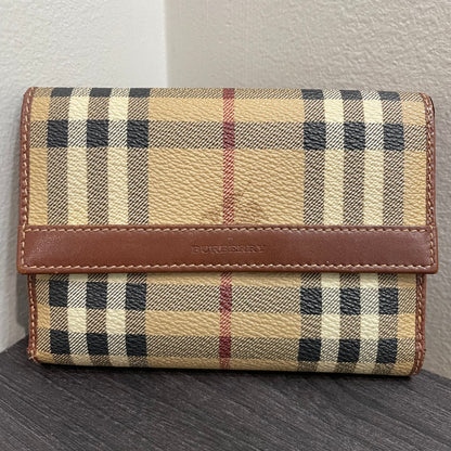 BURBERRY Coated Canvas Brown Leather Wallet