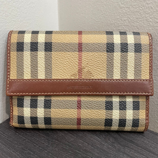 BURBERRY Coated Canvas Brown Leather Wallet
