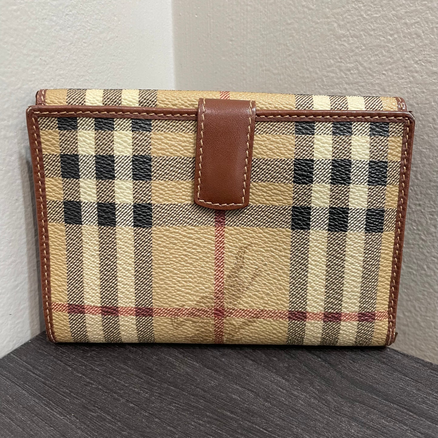 BURBERRY Coated Canvas Brown Leather Wallet