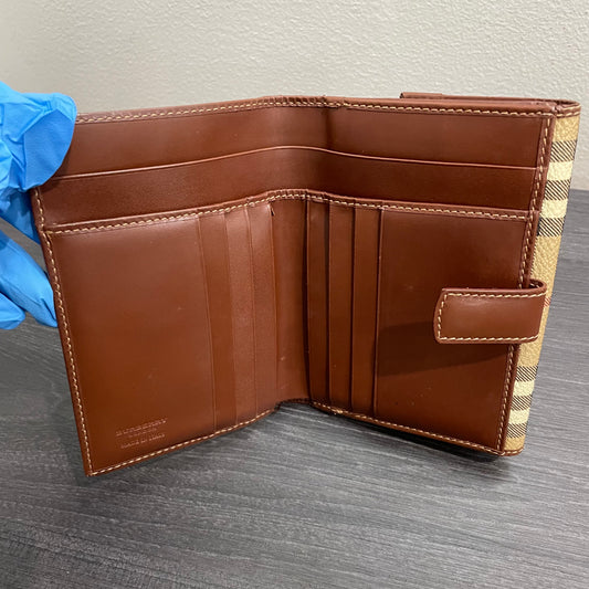 BURBERRY Coated Canvas Brown Leather Wallet