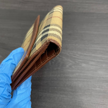 BURBERRY Coated Canvas Brown Leather Wallet