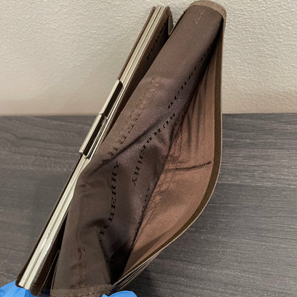BURBERRY Canvas Brown Leather Wallet with Kiss Clasp