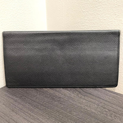 YVES SAINT LAURENT YSL Black Leather Checkbook Holder