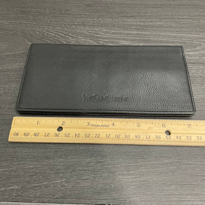 YVES SAINT LAURENT YSL Black Leather Checkbook Holder