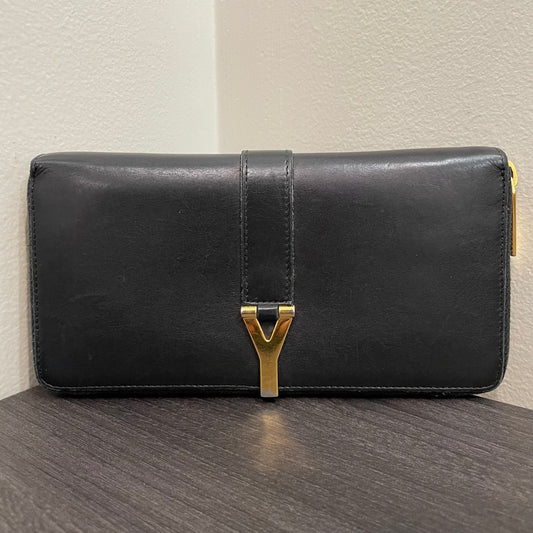 SAINT LAURENT Black Leather Zippy Wallet