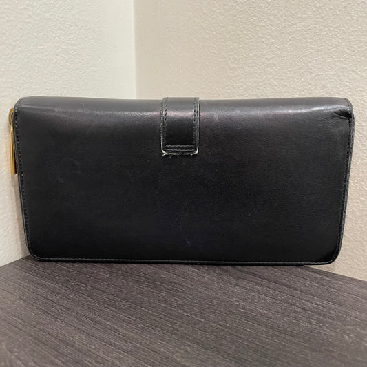 SAINT LAURENT Black Leather Zippy Wallet
