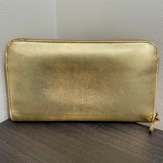 PRADA Gold Leather Zippy Wallet