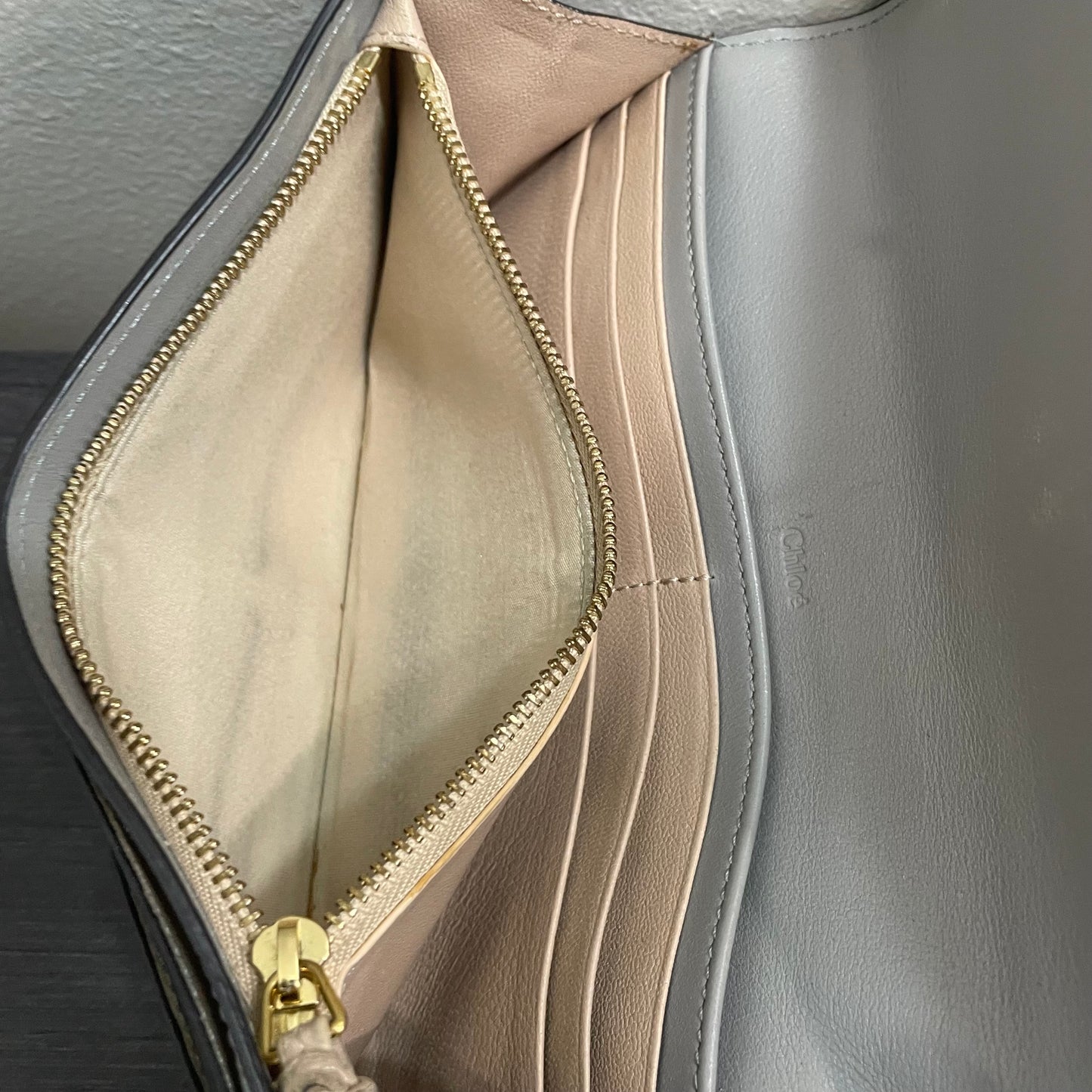 CHLOE Gray Leather Wallet