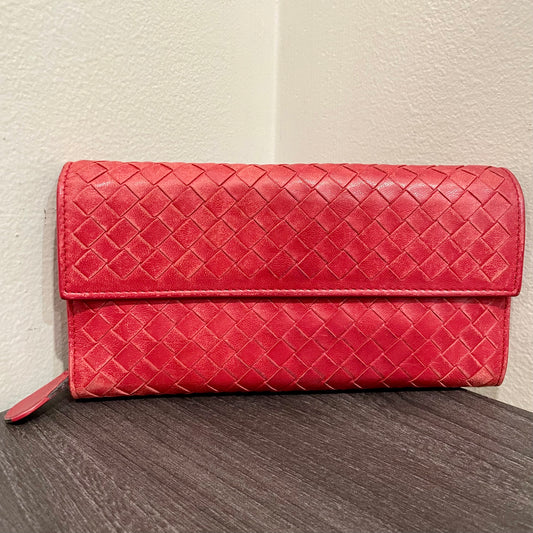 BOTTEGA VENETA Red Weave Wallet