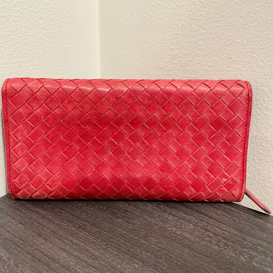 BOTTEGA VENETA Red Weave Wallet