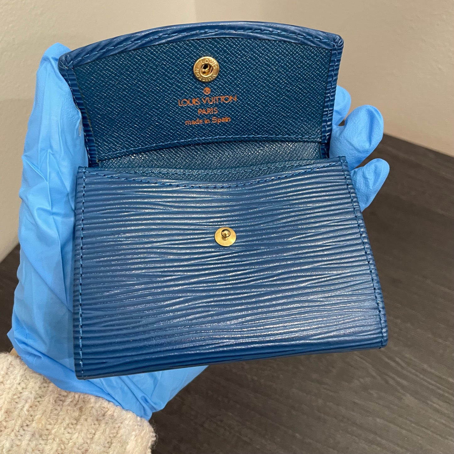 LOUIS VUITTON Blue Epi Coin Case