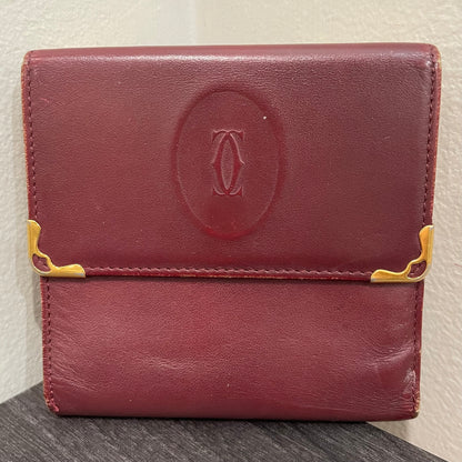 CARTIER Leather Wallet with Kiss Clasp
