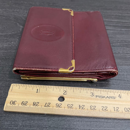 CARTIER Leather Wallet with Kiss Clasp