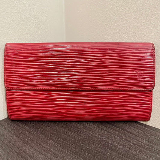 LOUIS VUITTON Red Epi Leather Wallet