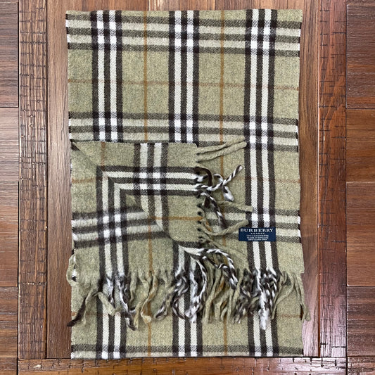 BURBERRY Moss Green 100% Cashmere Scarf Stole