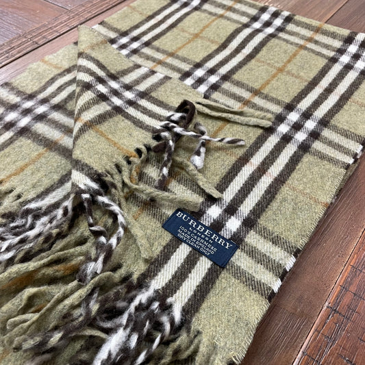 BURBERRY Moss Green 100% Cashmere Scarf Stole